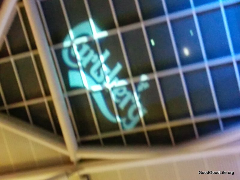 Carlsberg's Batman call sign projected on to the ceiling.