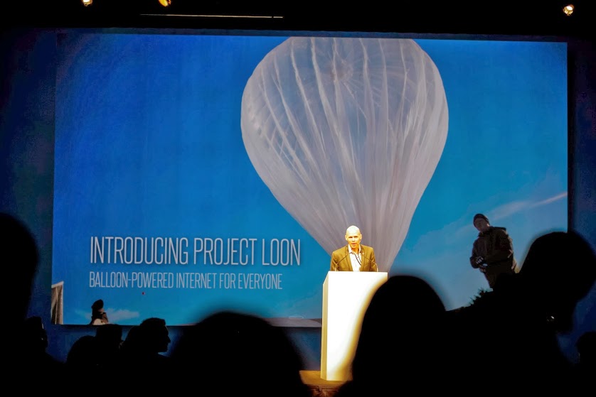 The Project Loon Ballon in the background