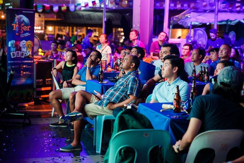 Fans at Tiger Beer's final football viewing party at The Square, Publika 